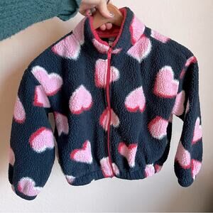 Old Navy go recycled material heart soft zip up jacket kids girls size medium M